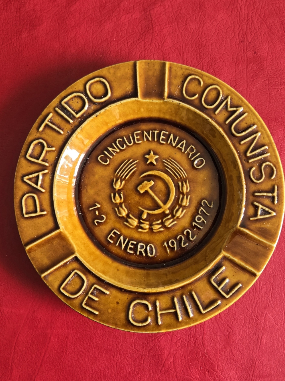 Commemorative Ceramic Ashtray in Brown Glaze -
